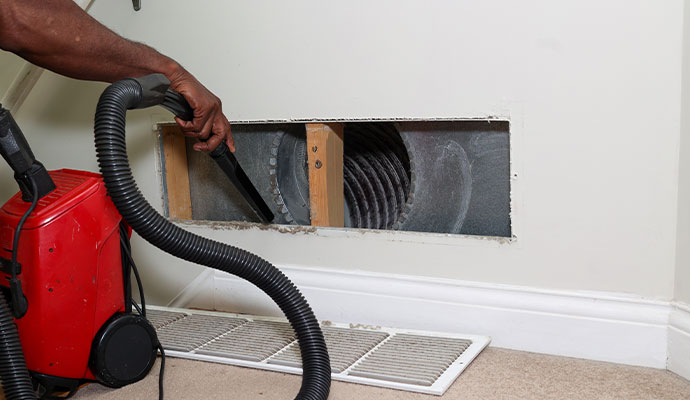 Duct vent cleaning with vacuum cleaner