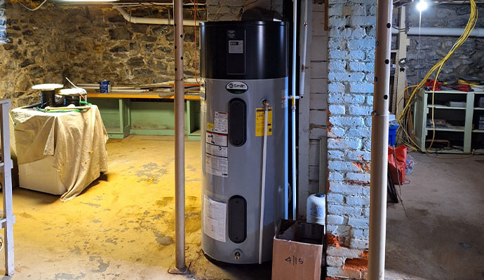 An installed hybrid heat pump system